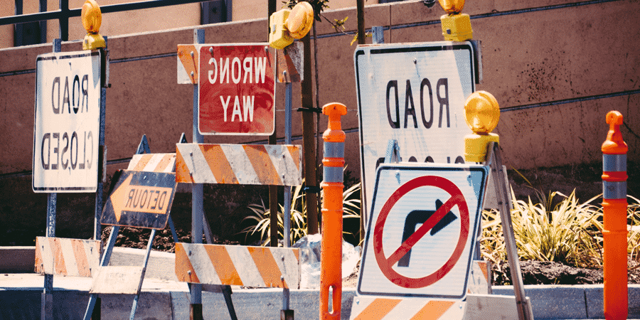 Road closed signs